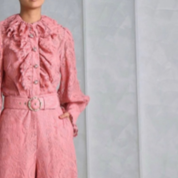 ZIMMERMANN Kaleidoscope Lace Blouse Pink Ruffle Top - Picture 3 of 12